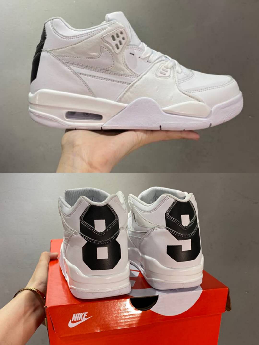 Air Flight 89 AJ4 Pure White Black Shoes